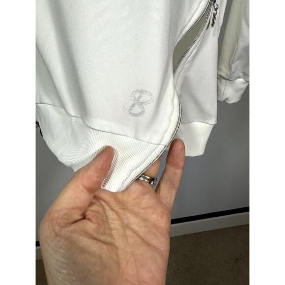 SOFIBELLA Women's Crew Neck Side Zip Long Sleeve Top White Size Large - Picture 7 of 12